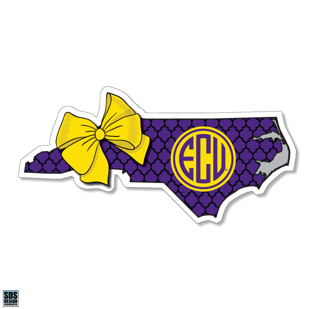 ECU Monogram State Vinyl Decal (3”)