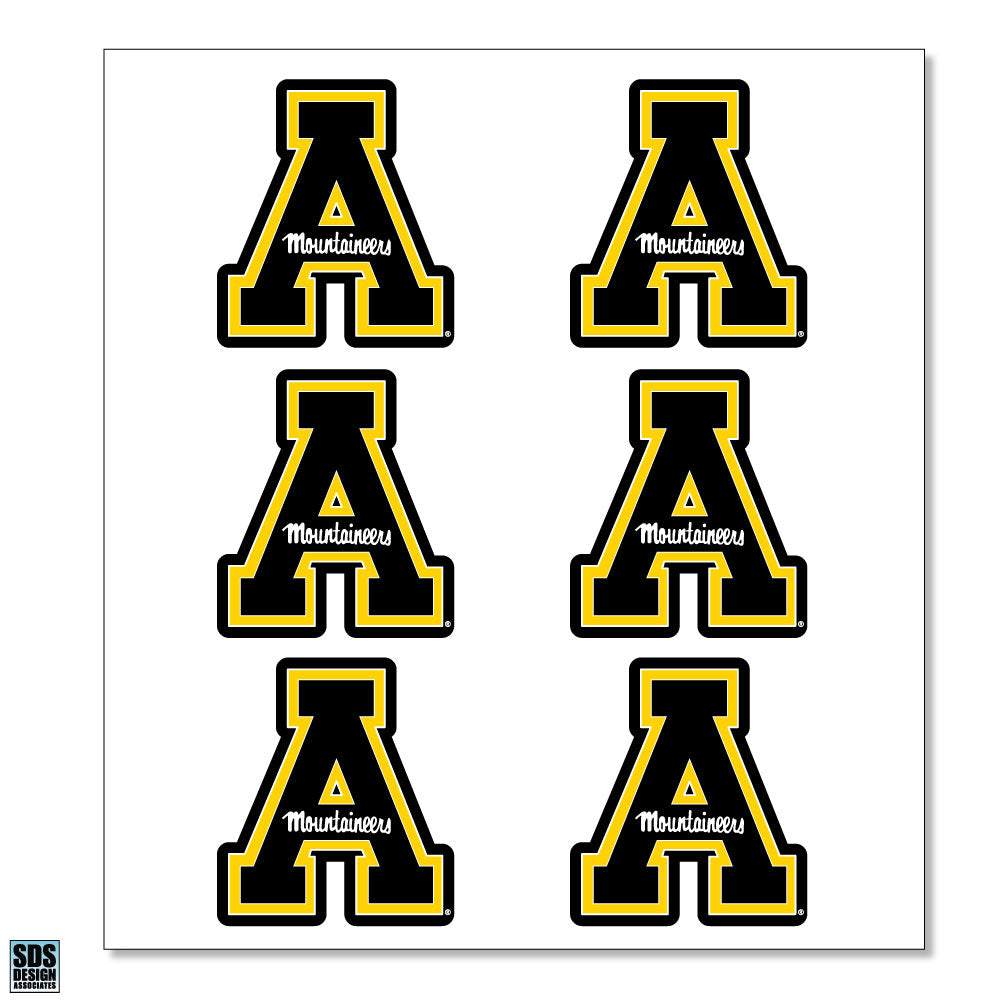 Appalachian Black "A" Vinyl Decals (6-Pack)
