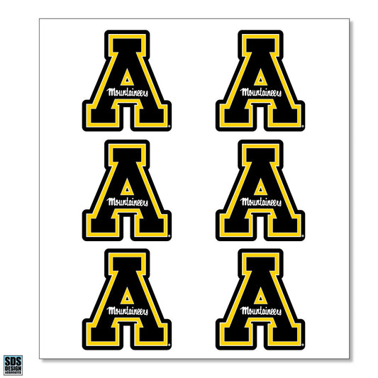 Appalachian Black "A" Vinyl Decals (6-Pack)