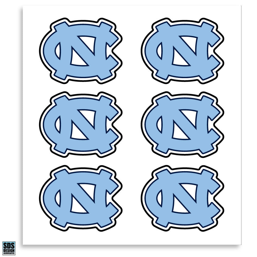 UNC Interlock "NC" 1" Vinyl Decals (Pack of 6)