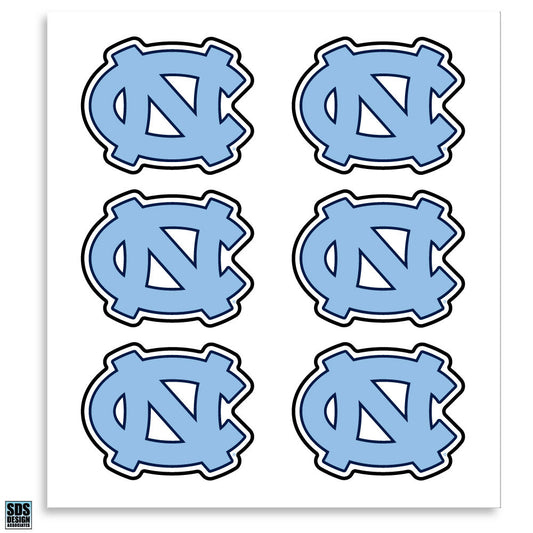 UNC Interlock "NC" 1" Vinyl Decals (Pack of 6)